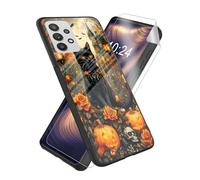 ETLKJVBL for Samsung Galaxy A05S Phone Case, Goldfish in Starry Night Sky High-Definition Painted Glass Back Cover with Soft Silicone TPU Bumper, Shockproof Protective