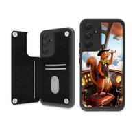 ETLKJVBL for Samsung Galaxy A13 5G Case Wallet with Card Holder, Squirrel in Airship Cabin with Telescope Stylish PU Leather Phone Case with Kickstand - Secure RFID Blocking & Dual Magnetic Locking