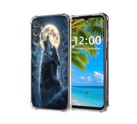 ETLKJVBL for Samsung Galaxy A14 5G Phone Case,Wolf Howling at Full Moon High-Definition Painted Back Cover with Soft Transparent TPU Bumper, Shockproof Protective Case