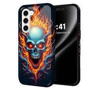 ETLKJVBL for Samsung Galaxy A15 5G Phone Case, Fiery Skull with Antler Hybrid 2-Layer Hard Shell with Shockproof Silicone, Dual-Layer Protective Case for Samsung Galaxy A15 5G