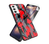 ETLKJVBL for Samsung Galaxy A15 5G Phone Case, Red - Black Dripping Faces High-Definition Painted Glass Back Cover with Soft Silicone TPU Bumper, Shockproof Protective