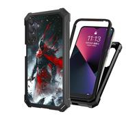 ETLKJVBL for Samsung Galaxy A15 5G Phone Case with Tempered Glass Screen Protector, Military Grade Shockproof Dual Layer Protection for Style, The Dark - Cloaked Warrior