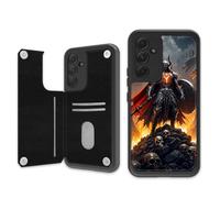ETLKJVBL for Samsung Galaxy A16 5G Phone Case Wallet with Card Holder, Armored Warrior with Flames Skull Stylish PU Leather Phone Case with Kickstand - Secure RFID Blocking & Dual Magnetic Locking