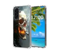 ETLKJVBL for Samsung Galaxy A17 5G Case, Skull with Cigarette and Glowing Mouth High-Definition Painted Back Cover with Soft Transparent TPU Bumper, Shockproof Protective Case