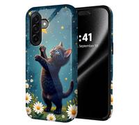 ETLKJVBL for Samsung Galaxy A17 5G Phone Case, Black Cat Reaching for Star Hybrid 2-Layer Hard Shell with Shockproof Silicone, Dual-Layer Protective Case for Samsung Galaxy A17 5G