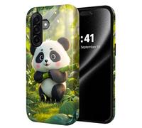 ETLKJVBL for Samsung Galaxy A17 5G Phone Case, Cute Panda Holding Bamboo Hybrid 2-Layer Hard Shell with Shockproof Silicone, Dual-Layer Protective Case for Samsung Galaxy A17 5G