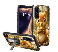 ETLKJVBL for Samsung Galaxy A17 5G Phone Case, Cute Squirrel Holding Walnut in Forest Soft TPU Shockproof Cover with 360-Degree Rotating Stand, Slim Lightweight Anti-Scratch Protective Phone Case