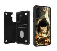ETLKJVBL for Samsung Galaxy A17 5G Phone Case Wallet with Card Holder, Calico Kitten Napping in Tree Hollow PU Leather Phone Case with Kickstand - Secure RFID Blocking & Dual Magnetic Locking