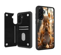 ETLKJVBL for Samsung Galaxy A17 5G Phone Case Wallet with Card Holder, Squirrel Holding Pinecone in Autumn PU Leather Phone Case with Kickstand - Secure RFID Blocking & Dual Magnetic Locking