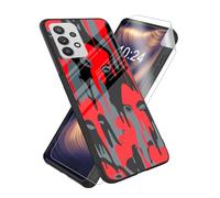 ETLKJVBL for Samsung Galaxy A23 5G Phone Case, Red - Black Dripping Faces High-Definition Painted Glass Back Cover with Soft Silicone TPU Bumper, Shockproof Protective