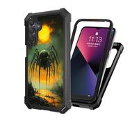 ETLKJVBL for Samsung Galaxy A25 5G Phone Case with Tempered Glass Screen Protector, Military Grade Shockproof Dual Layer Protection for Style-Conscious, Giant Spider in Swamp at Fiery Sunset