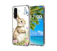 ETLKJVBL for Samsung Galaxy A26 5G Case, Rabbit and Butterfly in a Floral Glade High-Definition Painted Back Cover with Soft Transparent TPU Bumper, Shockproof Protective for A26 5G Phone Case