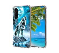 ETLKJVBL for Samsung Galaxy A26 5G Case, Wolf Howling at The Moon High-Definition Painted Back Cover with Soft Transparent TPU Bumper, Shockproof Protective for A26 5G Phone Case