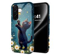 ETLKJVBL for Samsung Galaxy A26 5G Phone Case, Black Cat Reaching for Star Hybrid 2-Layer Hard Shell with Shockproof Silicone, Dual-Layer Protective Case for Samsung Galaxy A26 5G