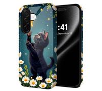 ETLKJVBL for Samsung Galaxy A26 5G Phone Case, Black Kitten Reaching for Star Hybrid 2-Layer Hard Shell with Shockproof Silicone, Dual-Layer Protective Case for Samsung Galaxy A26 5G