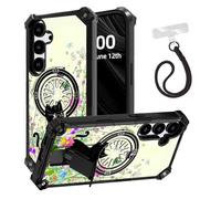 ETLKJVBL for Samsung Galaxy A26 5G Phone Case, Cute Black Cat in The Garden ArmorShield Military Grade Shockproof, Hidden Kickstand, Detachable Wrist Strap Protective Cover