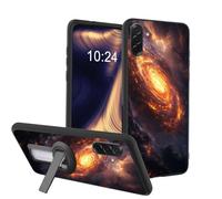 ETLKJVBL for Samsung Galaxy A26 5G Phone Case, Fiery Cosmic Galaxy in Deep Space Soft TPU Shockproof Cover with 360-Degree Rotating Stand, Slim Lightweight Anti-Scratch Protective Phone Case