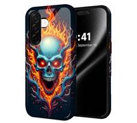 ETLKJVBL for Samsung Galaxy A26 5G Phone Case, Fiery Skull with Antler Hybrid 2-Layer Hard Shell with Shockproof Silicone, Dual-Layer Protective Case for Samsung Galaxy A26 5G