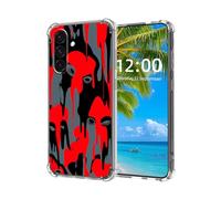 ETLKJVBL for Samsung Galaxy A26 5G Phone Case, Red - Black Dripping Faces High-Definition Painted Back Cover with Soft Transparent TPU Bumper, Shockproof Protective for A26 5G Case