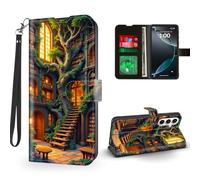 ETLKJVBL for Samsung Galaxy A26 5G Phone Case Wallet with Card Holder, Enchanted Tree Library Mansion Magnetic Snap and RFID Blocking Leather Flip Cover/Kickstand for A26 5G Case