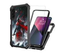 ETLKJVBL for Samsung Galaxy A26 5G Phone Case with Tempered Glass Screen Protector, Military Grade Shockproof Dual Layer Protection for Style-Conscious, The Dark - Cloaked Warrior