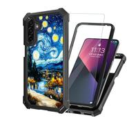 ETLKJVBL for Samsung Galaxy A26 5G Phone Case with Tempered Glass Screen Protector, Military Grade Shockproof Dual Layer Protection for Style-Conscious, Starry Night - Van Gogh Style