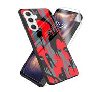 ETLKJVBL for Samsung Galaxy A34 5G Phone Case, Red - Black Dripping Faces High-Definition Painted Glass Back Cover with Soft Silicone TPU Bumper, Shockproof Protective