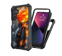ETLKJVBL for Samsung Galaxy A35 5G Phone Case with Tempered Glass Screen Protector, Military Grade Shockproof Dual Layer Protection for Style, Anime The Fiery Warrior