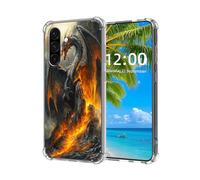 ETLKJVBL for Samsung Galaxy A36 5G Phone Case,Fiery Dragon on Lava Covered Rocks High-Definition Painted Back Cover with Soft Transparent TPU Bumper, Shockproof Protective Case