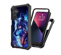 ETLKJVBL for Samsung Galaxy A36 5G Phone Case with Tempered Glass Screen Protector - Military Grade Shockproof Dual Layer Protection for Style-Conscious Men and Women, Blue Wolf