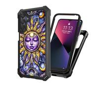 ETLKJVBL for Samsung Galaxy A36 5G Phone Case with Tempered Glass Screen Protector - Military Grade Shockproof Dual Layer Protection for Style-Conscious Men and Women, Purple and Gold Sun