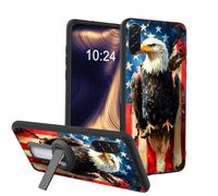 ETLKJVBL for Samsung Galaxy A37 5G Phone Case, Eagle with American Flag Soft TPU Shockproof Cover with 360-Degree Rotating Stand, Slim Lightweight Anti-Scratch Protective Phone Case