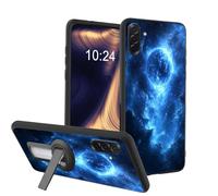ETLKJVBL for Samsung Galaxy A37 5G Phone Case, Glowing Blue Cosmic Sphere in Space Soft TPU Shockproof Cover with 360-Degree Rotating Stand, Slim Lightweight Anti-Scratch Protective Phone Case