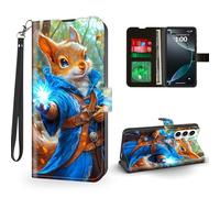 ETLKJVBL for Samsung Galaxy A37 5G Phone Case Wallet with Card Holder, Squirrel Mage Casting Spell in Forest Magnetic Snap and RFID Blocking Leather Flip Cover/Kickstand Phone Case