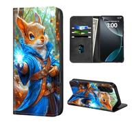 ETLKJVBL for Samsung Galaxy A37 5G Phone Case Wallet with Card Holder, Squirrel Mage Casting Spell in Forest Stylish PU Leather Phone Case with Kickstand - Secure RFID Blocking & Magnetic Flip Cover