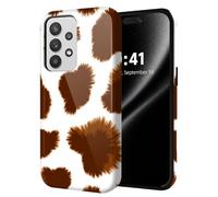 ETLKJVBL for Samsung Galaxy A52 5G Phone Case, Brown and White Furry Pattern Hybrid 2-Layer Hard Shell with Shockproof Silicone, Dual-Layer Protective Case for Samsung Galaxy A52 5G
