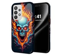 ETLKJVBL for Samsung Galaxy A53 5G Phone Case, Fiery Skull with Antler Hybrid 2-Layer Hard Shell with Shockproof Silicone, Dual-Layer Protective Case for Samsung Galaxy A53 5G