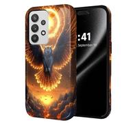 ETLKJVBL for Samsung Galaxy A53 5G Phone Case, Owl with Fiery Halo Hybrid 2-Layer Hard Shell with Shockproof Silicone, Dual-Layer Protective Case for Samsung Galaxy A53 5G