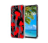 ETLKJVBL for Samsung Galaxy A54 5G Phone Case, Red - Black Dripping Faces High-Definition Painted Back Cover with Soft Transparent TPU Bumper, Shockproof Protective for A54 5G Case