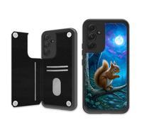 ETLKJVBL for Samsung Galaxy A54 5G Phone Case Wallet with Card Holder, Squirrel and Wolf in Moonlight Stylish PU Leather Phone Case with Kickstand - Secure RFID Blocking & Dual Magnetic Locking