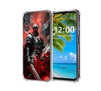 ETLKJVBL for Samsung Galaxy A55 5G Phone Case, Dark Knight with Fiery Dragon High-Definition Painted Back Cover with Soft Transparent TPU Bumper, Shockproof Protective Case