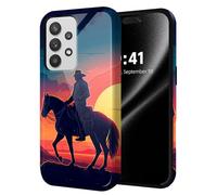 ETLKJVBL for Samsung Galaxy A56 5G Phone Case, Sunset Cowboy Hybrid 2-Layer Hard Shell with Shockproof Silicone, Dual-Layer Protective Case for Samsung Galaxy A56 5G