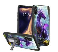 ETLKJVBL for Samsung Galaxy A57 5G Phone Case, Purple Dragon in Enchanted Forest Soft TPU Shockproof Cover with 360-Degree Rotating Stand, Slim Lightweight Anti-Scratch Protective Phone Case