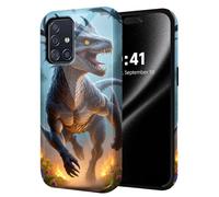 ETLKJVBL for Samsung Galaxy A71 5G Phone Case, Roaring Dragon in Fiery Flower Hybrid 2-Layer Hard Shell with Shockproof Silicone, Dual-Layer Protective Case for Samsung Galaxy A71 5G