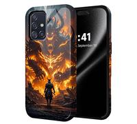 ETLKJVBL for Samsung Galaxy A71 5G Phone Case, Samurai vs Fiery Demon Hybrid 2-Layer Hard Shell with Shockproof Silicone, Dual-Layer Protective Case for Samsung Galaxy A71 5G