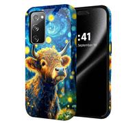ETLKJVBL for Samsung Galaxy S20 FE Case, Highland Cow Under Starry Sky Hybrid 2-Layer Hard Shell with Shockproof Silicone, Dual-Layer Protective Case for Samsung Galaxy S20 FE