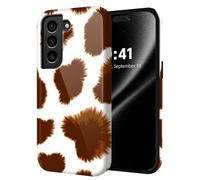 ETLKJVBL for Samsung Galaxy S21 Case, Brown and White Furry Pattern Hybrid 2-Layer Hard Shell with Shockproof Silicone, Dual-Layer Protective Case for Samsung Galaxy S21