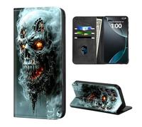 ETLKJVBL for Samsung Galaxy S22 Ultra Case Wallet with Card Holder, Fiery Skull Emerging from Smoke Stylish PU Leather Phone Case with Kickstand - Secure RFID Blocking & Magnetic Flip Cover
