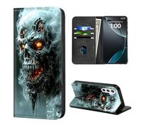 ETLKJVBL for Samsung Galaxy S23 FE Case Wallet with Card Holder, Fiery Skull Emerging from Smoke Stylish PU Leather Phone Case with Kickstand - Secure RFID Blocking & Magnetic Flip Cover
