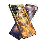 ETLKJVBL for Samsung Galaxy S23 Ultra Case, Colorful Peace Love Hippie High-Definition Painted Glass Back Cover with Soft Silicone TPU Bumper, Shockproof Protective